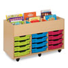 Bubblegum 6 Bay Kinderbox Book Storage Unit - with 12x Multicoloured Shallow Trays - MEQ9012