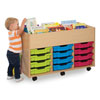 Bubblegum 6 Bay Kinderbox Book Storage Unit - with 12x Multicoloured Shallow Trays - MEQ9012