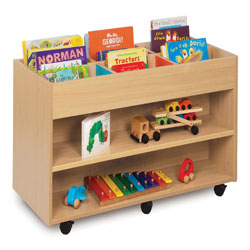 Bubblegum 6 Bay Kinderbox Book Storage Unit - with 1 Fixed Shelf on Each Side