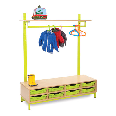 Bubblegum Cloakroom Bundle 1 - Shelf, Hanging Rail & 8 Shallow Trays - CLK-B1