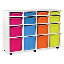 White Tray Storage Unit - with 16x Mixed-Sized Trays