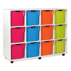 White Tray Jumbo Storage Unit - with 12 Gratnells Trays