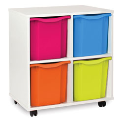 White Tray Storage Unit - with 4x Quad-Sized Trays