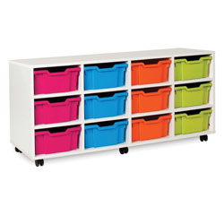 White Deep Tray Storage Unit - with 12 Gratnells Trays