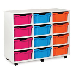 White Deep Tray Storage Unit - with 12 Gratnells Trays