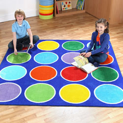 Rainbow Circles Square Placement Carpet - 2m x 2m