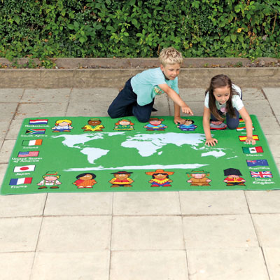 Children of the World Map Outdoor Play Mat - 2m x 1.3m - MAT1017