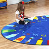 Pencils Alphabet Oval Carpet - 3m x 2m - MAT1007