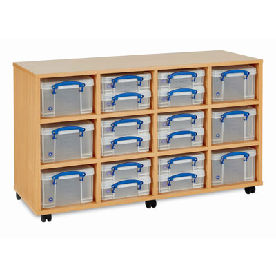 Really Useful Classroom Storage Unit - with 12x 4 Litre & 6x 9 Litre boxes - RUB1224