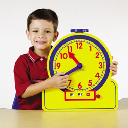 Primary Time Geared Teacher Clock (12 Hour AM/PM) - Analogue & Digital Time Teacher - by Learning Resources