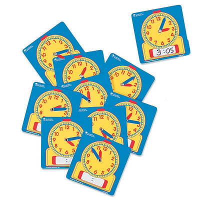 Wipe Clean Student Clocks  (11cm) - Set of 10 - by Learning Resources - LER0572