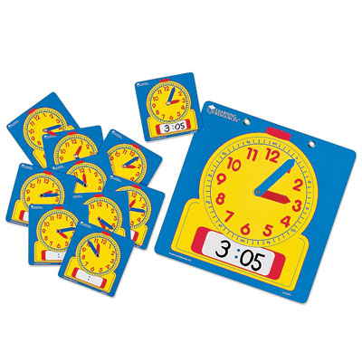 Wipe Clean Classroom Clock Set - Set of 25 (1x Teacher & 24x Student Clocks) - by Learning Resources - LER0575