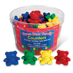 Three Bear Family Counters in Four Colours - Set of 80 - by Learning Resources