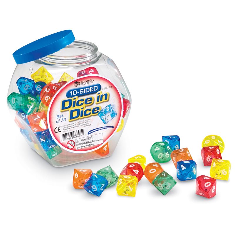10-Sided Dice in Dice - Set of 72 - by Learning Resources - LER7698