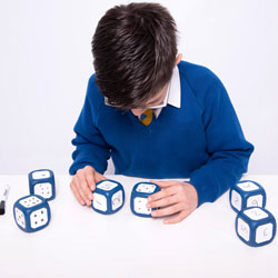 Large Write/Dry Wipe Blue Dice - Set of 6