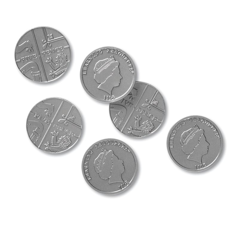 UK Play Money: Five Pence Coins - Pack of 100 - by Learning Resources - LSP1005-5P