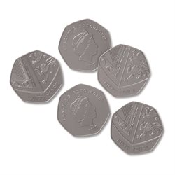 UK Play Money: Fifty Pence Coins - Pack of 100 - by Learning Resources