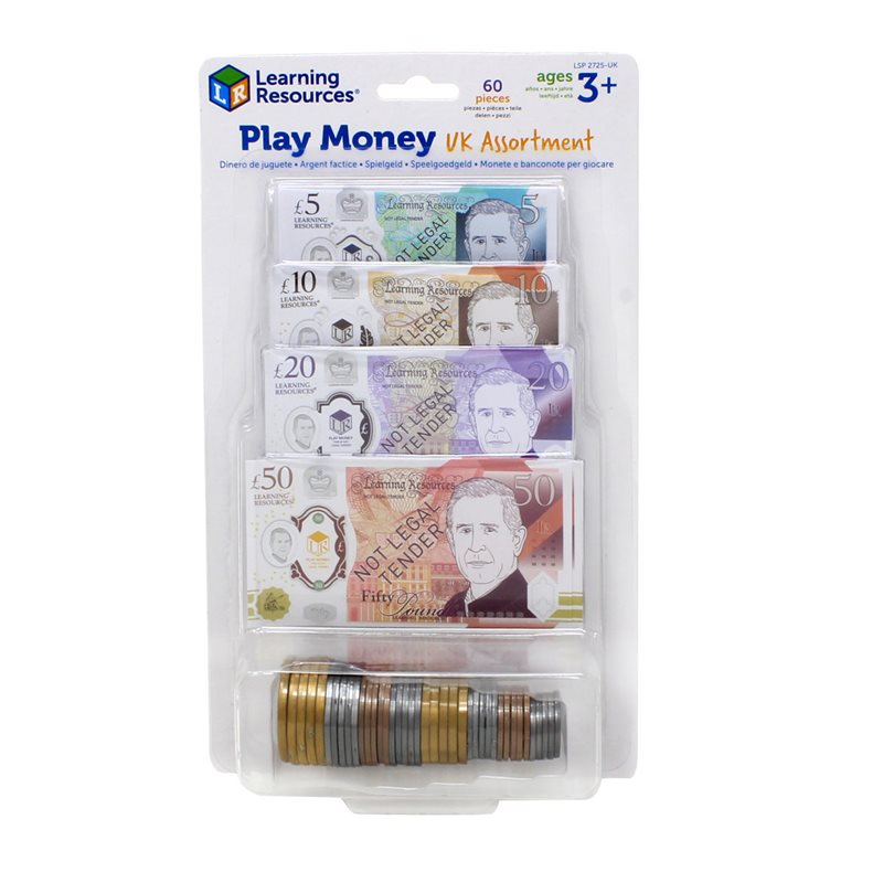 UK Play Money Assortment - Set of 60 Pieces - by Learning Resources - LSP2725-UK