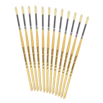 Hog Short Brushes: Round Tip, Size 4 - Pack of 10 - MB58304-10