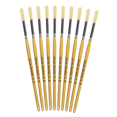 Hog Short Brushes: Round Tip, Size 8 - Pack of 10 - MB58308-10