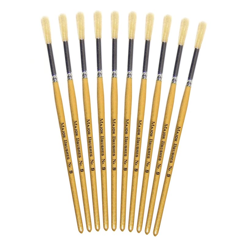 Hog Short Brushes: Round Tip, Size 8 - Pack of 10 - MB58308-10