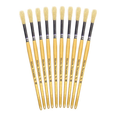 Hog Short Brushes: Round Tip, Size 10 - Pack of 10 - MB58310-10