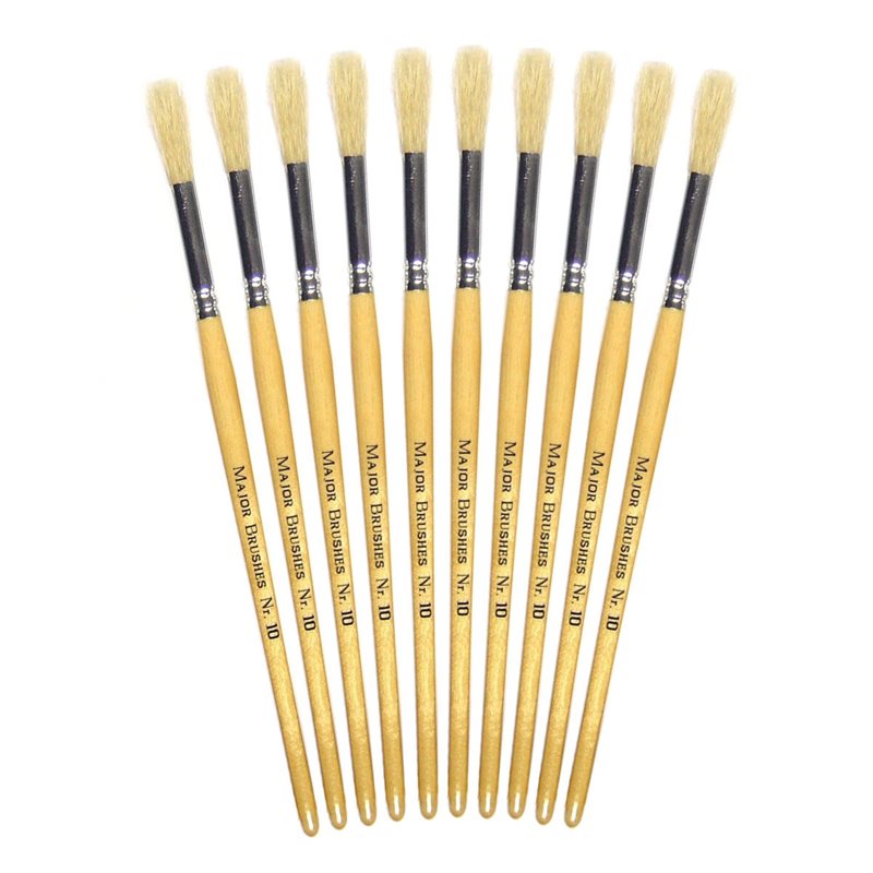 Hog Short Brushes: Round Tip, Size 10 - Pack of 10 - MB58310-10