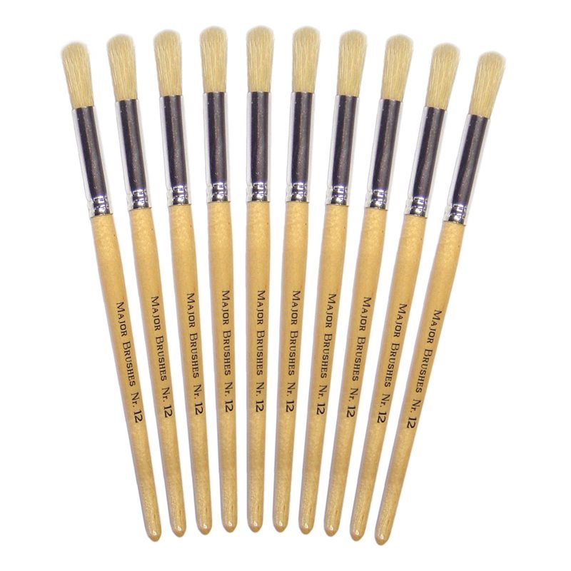 Hog Short Brushes: Round Tip, Size 12 - Pack of 10 - MB58312-10