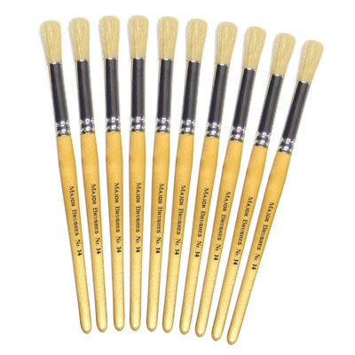 Hog Short Brushes: Round Tip, Size 14 - Pack of 10 - MB58314-10