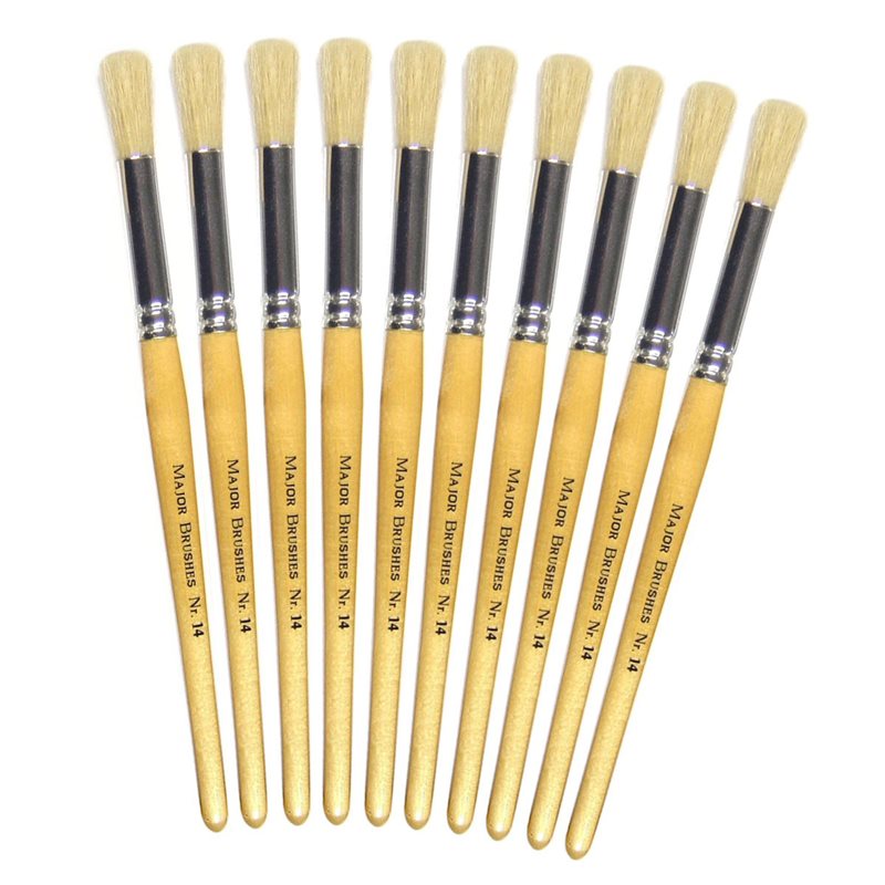 Hog Short Brushes: Round Tip, Size 14 - Pack of 10 - MB58314-10