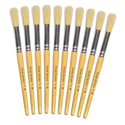 Hog Short Brushes: Round Tip, Size 18 - Pack of 10 - MB58318-10