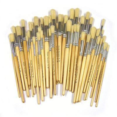 Hog Short Brushes: Round Tip Mixed Set - Set of 100 - MB583-100