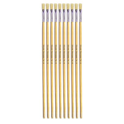 Hog Long Brushes: Flat Tip, Size 4 - Pack of 10