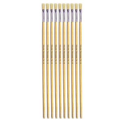 Hog Long Brushes: Flat Tip, Size 4 - Pack of 10 - MB56304-10