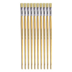 Hog Long Brushes: Flat Tip, Size 8 - Pack of 10