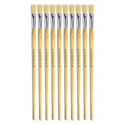 Hog Long Brushes: Flat Tip, Size 10 - Pack of 10