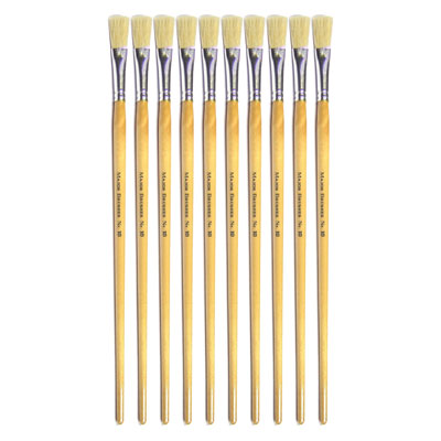 Hog Long Brushes: Flat Tip, Size 10 - Pack of 10 - MB56310-10