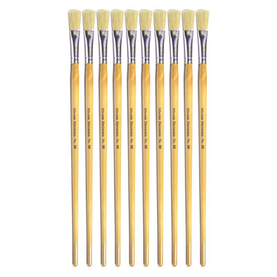 Hog Long Brushes: Flat Tip, Size 10 - Pack of 10 - MB56310-10