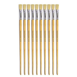 Hog Long Brushes: Flat Tip, Size 12 - Pack of 10