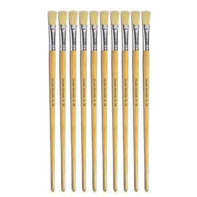 Hog Long Brushes: Flat Tip, Size 12 - Pack of 10 - MB56312-10