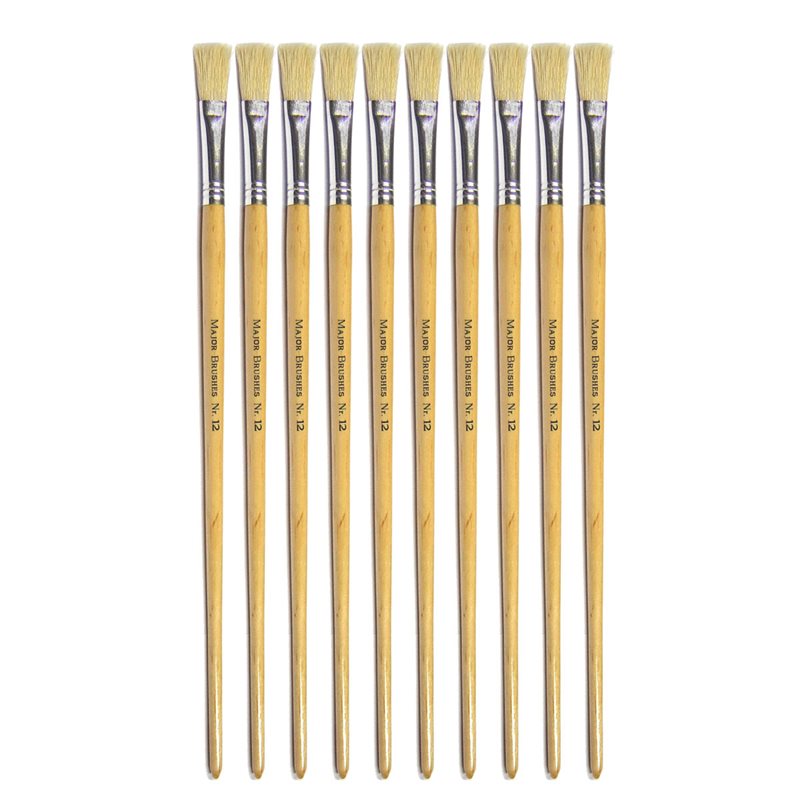 Hog Long Brushes: Flat Tip, Size 12 - Pack of 10 - MB56312-10