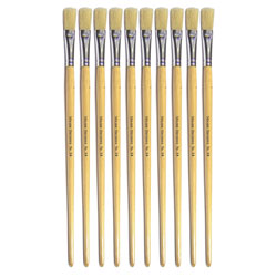 Hog Long Brushes: Flat Tip, Size 14 - Pack of 10