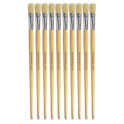 Hog Long Brushes: Flat Tip, Size 14 - Pack of 10 - MB56314-10