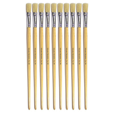 Hog Long Brushes: Flat Tip, Size 14 - Pack of 10 - MB56314-10