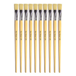 Hog Long Brushes: Flat Tip, Size 16 - Pack of 10