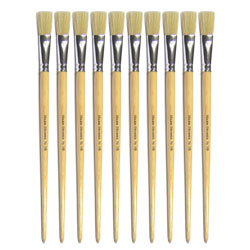 Hog Long Brushes: Flat Tip, Size 18 - Pack of 10