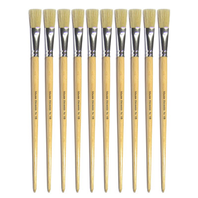 Hog Long Brushes: Flat Tip, Size 18 - Pack of 10 - MB56318-10