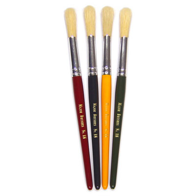 Hog Short Coloured Brushes: Round Tip, Size 18 - Set of 4 - MB58318-4C