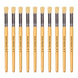 Hog Short Brushes: Flat Stencil Tip, Size 2 - Pack of 10