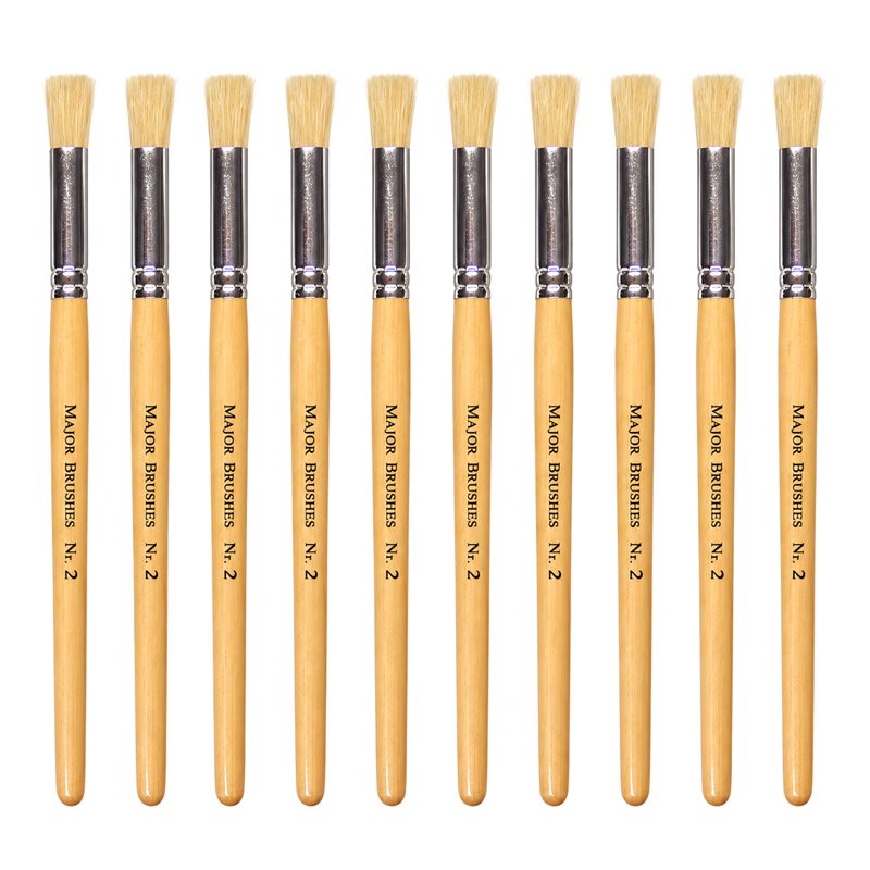 Hog Short Brushes: Flat Stencil Tip, Size 2 - Pack of 10 - MB56902-10